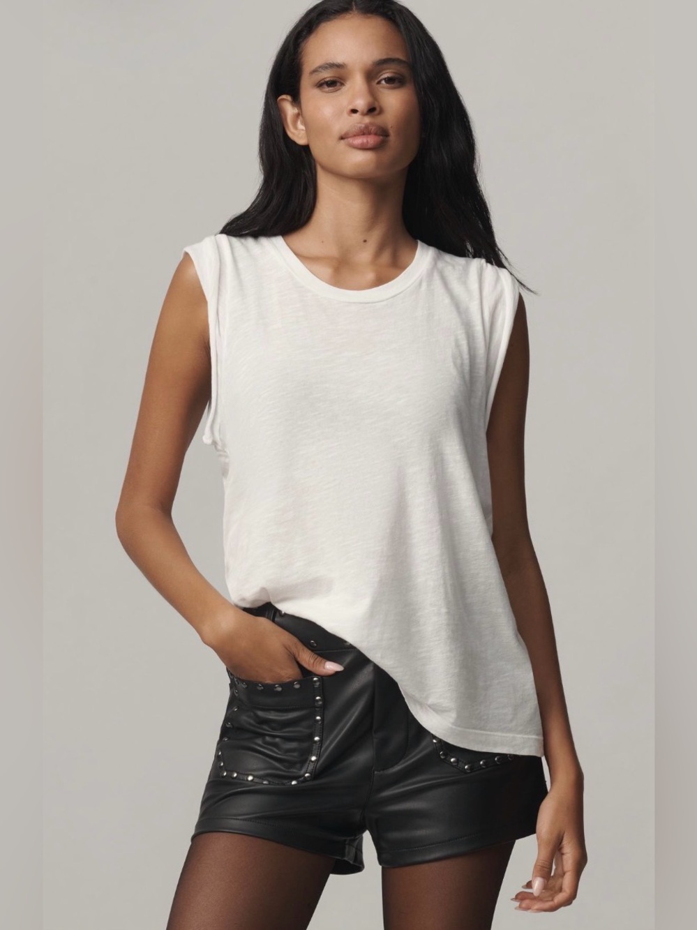 Anthropologie the Colette studded faux leather shorts